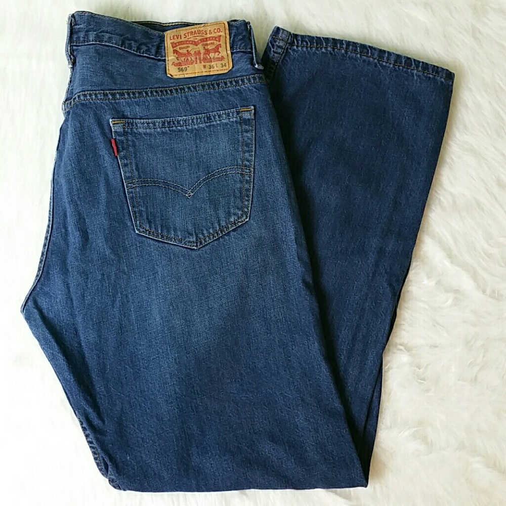 LEVIS MENS's 569 LOOSE  STRAIGHT LEG JEANS W36XL34